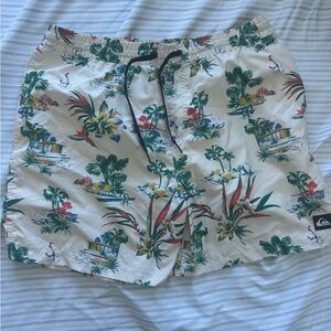 Quiksilver swim trunks Men's Tropical Print Shorts - Cream